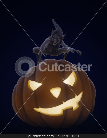To use this stock image in your creative project, please select the size you need over to the right and click the "Add to Cart" button.
Your downloaded image will come with the Cutcaster watermark removed so don’t worry about the watermark you see on this page. Halloween creepy night stock photo, Creepy chreature on the halloween pumpkin lantern by Giordano Aita