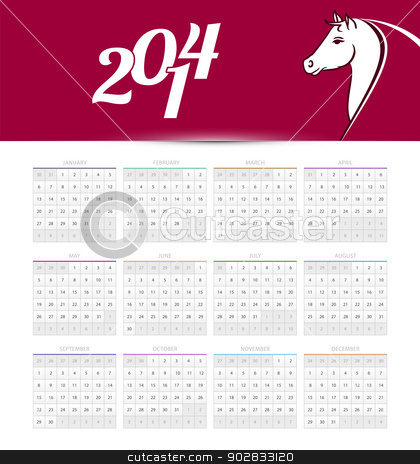 Calendar 2014 stock vector
