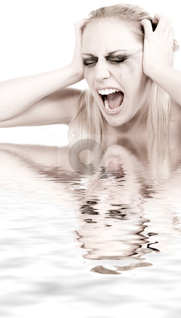 Studio portrait of a young blond woman in despair Studio portrait of a young blond woman in despair stock photo, Studio portrait of a young blond woman in despair by Frenk and Danielle Kaufmann