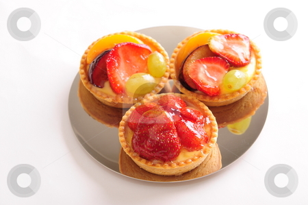 Strawberry custard pastry Strawberry custard pastry stock photo, Delicious freshly baked strawberry custard fruit pastry on a shiny plate. White background, not isolated. by Nicolaas Traut