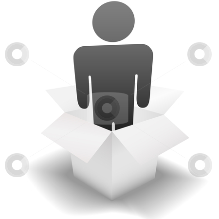 Deliver a Delivery Person in a clean white Carton Deliver a Delivery Person in a clean white Carton stock vector clipart, Ship & deliver a symbol delivery person inside a clean white open Carton; idea of employee, human resources, temp. by Michael Brown