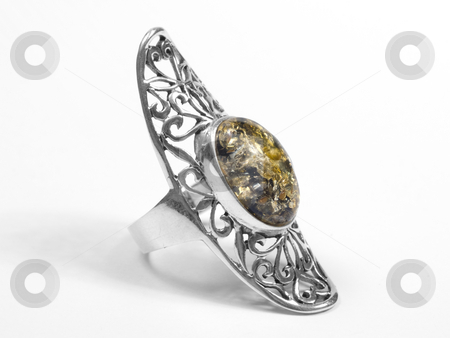 Amber ring Amber ring stock photo, Amber big ring on white isolated background by Adrian Costea