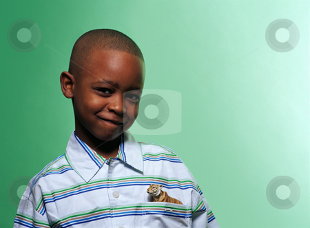 MPIXIS665009 MPIXIS665009 stock photo, Boy with toy tiger in pocket by Mpixis World