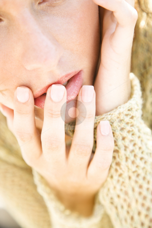 To use this stock image in your creative project, please select the size you need over to the right and click the "Add to Cart" button.
Your downloaded image will come with the Cutcaster watermark removed so don’t worry about the watermark you see on this page. Close-up of woman's face. stock photo, Close-up portrait of serious Caucasian young adult female. by Iofoto Images