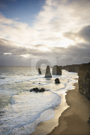 To use this stock image in your creative project, please select the size you need over to the right and click the "Add to Cart" button.
Your downloaded image will come with the Cutcaster watermark removed so don’t worry about the watermark you see on this page. Land formation at coast. stock photo, Twelve Apostles rock formation on coastline as seen from the Great Ocean Road, Australia. by Iofoto Images