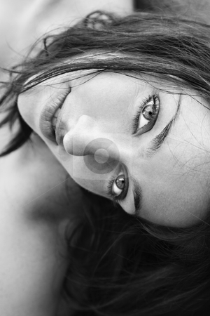 Pretty woman portrait. Pretty woman portrait. stock photo, Close up of attractive mid adult Caucasian woman looking at viewer. by Iofoto Images