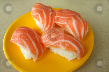 To use this stock image in your creative project, please select the size you need over to the right and click the "Add to Cart" button.
Your downloaded image will come with the Cutcaster watermark removed so don’t worry about the watermark you see on this page. Salmon sushi stock photo, Salmon sushi arranged on plate japanese cuisine by Kheng Guan Toh