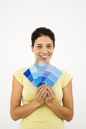 To use this stock image in your creative project, please select the size you need over to the right and click the "Add to Cart" button.
Your downloaded image will come with the Cutcaster watermark removed so don’t worry about the watermark you see on this page. Woman with paint samples. stock photo, Pretty smiling woman holding paint sample cards in front of white wall. by Iofoto Images