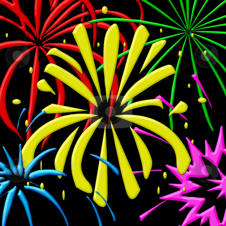 To use this stock image in your creative project, please select the size you need over to the right and click the "Add to Cart" button.
Your downloaded image will come with the Cutcaster watermark removed so don’t worry about the watermark you see on this page. Fireworks stock photo, Illustration of fireworks in primairy colors on black background by Wino Evertz