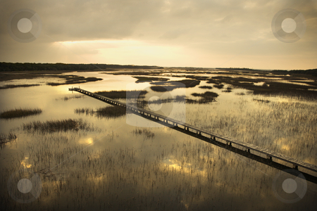 To use this stock image in your creative project, please select the size you need over to the right and click the "Add to Cart" button.
Your downloaded image will come with the Cutcaster watermark removed so don’t worry about the watermark you see on this page. Walkway over marsh. stock photo, Scenic wooden walkway stretching over wetlands at sunset on Bald Head Island, North Carolina. by Iofoto Images