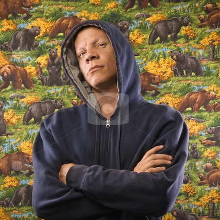 To use this stock image in your creative project, please select the size you need over to the right and click the "Add to Cart" button.
Your downloaded image will come with the Cutcaster watermark removed so don’t worry about the watermark you see on this page. Male portait. stock photo, Portrait of a Mid-adult Caucasian male wearing a hoodie. by Iofoto Images