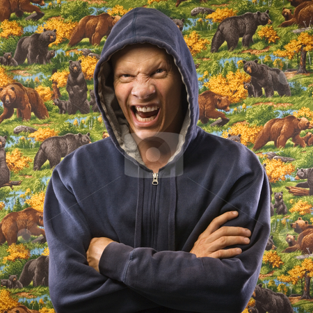 Male portait. Male portait. stock photo, Portrait of a Mid-adult Caucasian male wearing a hoodie. by Iofoto Images