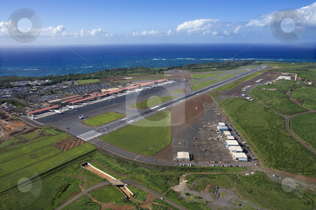 Maui, Hawaii airport. Maui, Hawaii airport. stock photo, Aerial view of Maui, Hawaii airport with Pacific ocean. by Iofoto Images