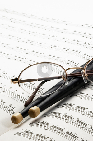 Music charts Music charts stock photo, Music charts ,with drums stick and glasses on top by Francesco Perre