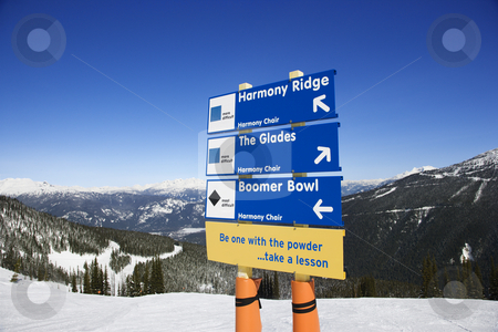 To use this stock image in your creative project, please select the size you need over to the right and click the "Add to Cart" button.
Your downloaded image will come with the Cutcaster watermark removed so don’t worry about the watermark you see on this page. Ski resort trail direction signs. stock photo, Ski resort trail direction signs. by Iofoto Images