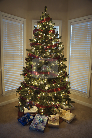 To use this stock image in your creative project, please select the size you need over to the right and click the "Add to Cart" button.
Your downloaded image will come with the Cutcaster watermark removed so don’t worry about the watermark you see on this page. Christmas tree. stock photo, Christmas presents under decorated Christmas tree. by Iofoto Images
