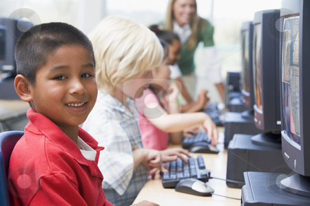 To use this stock image in your creative project, please select the size you need over to the right and click the "Add to Cart" button.
Your downloaded image will come with the Cutcaster watermark removed so don’t worry about the watermark you see on this page. Kindergarten children learning how to use computers. stock photo, by Monkey Business Images