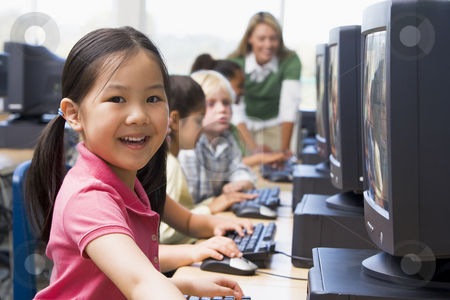 Child Learning on Kindergarten Children Learning How To Use Computers  Stock Photo  By