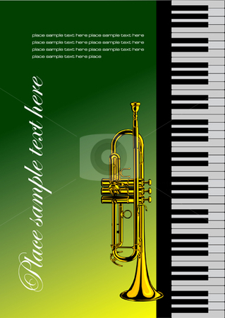 Piano with trumpet Piano with trumpet stock vector clipart, Piano with trumpet vector illustration for folder or cover by Leonid Dorfman