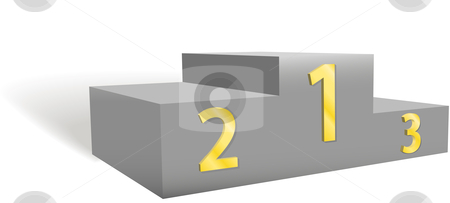 Winners first second third place award podium Winners first second third place award podium stock vector clipart, A three tier award podium for winners with platforms for first second and third place. by Michael Brown