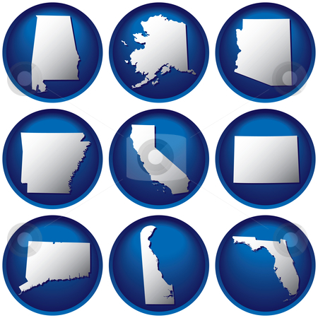 To use this stock image in your creative project, please select the size you need over to the right and click the "Add to Cart" button.
Your downloaded image will come with the Cutcaster watermark removed so don’t worry about the watermark you see on this page. Nine United States Buttons stock vector clipart, Nine United States Buttons by Adrian Sawvel