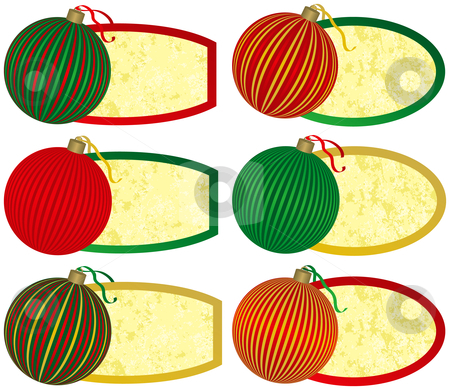 Six Elegant Christmas Tags Six Elegant Christmas Tags stock vector clipart, Six Elegant Christmas Tags with Ornaments by Adrian Sawvel