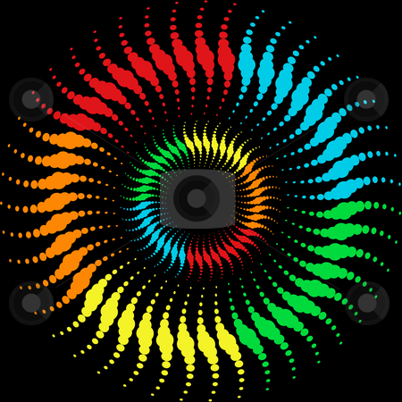 Rainbow waves circles Rainbow waves circles stock photo, Halftone rainbow dots pattern by Sybille Yates