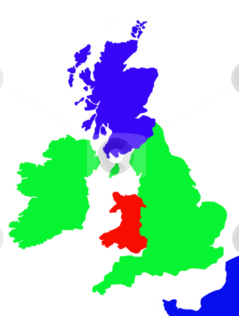 Map Of Britain And France. Colorful map showing coastline