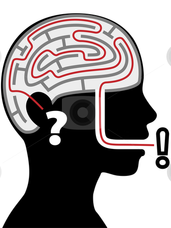 To use this stock image in your creative project, please select the size you need over to the right and click the "Add to Cart" button.
Your downloaded image will come with the Cutcaster watermark removed so don’t worry about the watermark you see on this page. Maze puzzle in silhouette person head question answer stock vector clipart, Brain Maze Puzzle - A thinking woman in profile hears a quesion thinks and says an answer. by Michael Brown