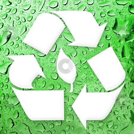 Going Green Recycling Going Green Recycling stock photo, A white recycling symbol over a water droplets background. Great for going green! by Todd Arena