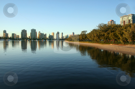 Main Beach Gold Coast Australia Main Beach Gold Coast Australia stock photo, Main Beach Gold Coast Australia seen from Southport across the Broadwater at sunrise. by Brett Mulcahy
