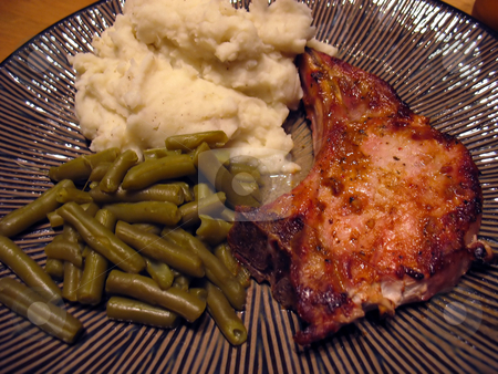 Pork Chop Dinner Pork Chop Dinner stock photo, A delicious plate of grilled/marinated pork chops, string beans, and mashed potatoes. by Todd Arena