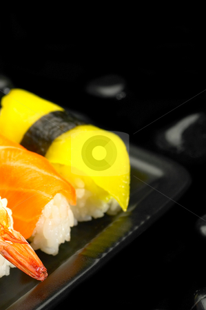 Sushi plate Sushi plate stock photo, Fresh assorted colorfull sushi plate over black by Francesco Perre