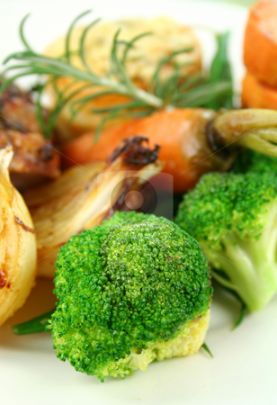 To use this stock image in your creative project, please select the size you need over to the right and click the "Add to Cart" button.
Your downloaded image will come with the Cutcaster watermark removed so don’t worry about the watermark you see on this page. Broccoli And Baked Vegetables stock photo, Broccoli with a sprig of rosemary with baked carrots, onions and sweet potato. by Brett Mulcahy