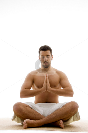 Front view of man practicing yoga Front view of man practicing yoga stock photo, Front view of man practicing yoga against white background by Imagery Majestic