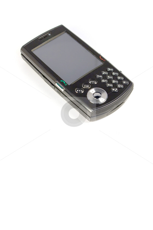 To use this stock image in your creative project, please select the size you need over to the right and click the "Add to Cart" button.
Your downloaded image will come with the Cutcaster watermark removed so don’t worry about the watermark you see on this page. Isolated Smart Phone stock photo, A modern cell phone isolated over white. by Todd Arena