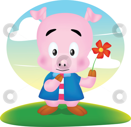 Pig cute Pig cute stock vector clipart, Cartoon character design style cute by Larintorn Promin