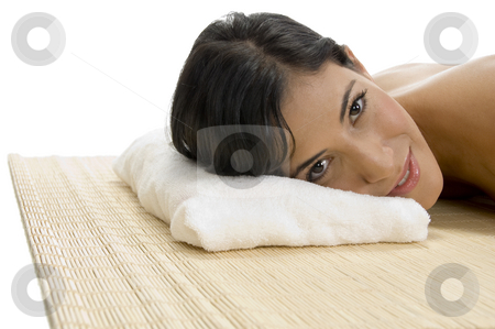 Laying woman looking to camera Laying woman looking to camera stock photo, Laying woman looking to camera on an isolated background by Imagery Majestic