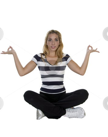 Lady performing yoga sitting in lotus pose Lady performing yoga sitting in lotus pose stock photo, Lady performing yoga sitting in lotus pose isolated with white background by Imagery Majestic