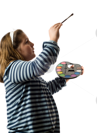 Child Painting Child Painting stock photo, A child holding a paint pallet and painting your text, isolated against a white background by Richard Nelson