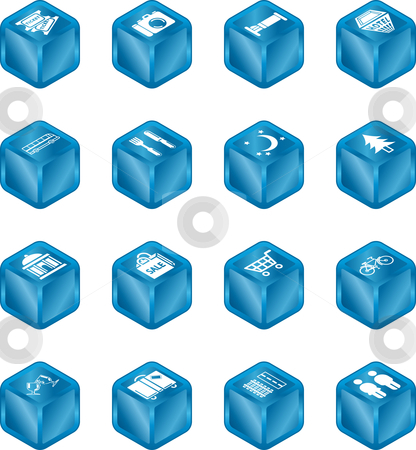 To use this stock image in your creative project, please select the size you need over to the right and click the "Add to Cart" button.
Your downloaded image will come with the Cutcaster watermark removed so don’t worry about the watermark you see on this page. Tourist Locations Cube Icon Set stock vector clipart, Cube icon set relating to city or location information for tourist web sites or maps etc. by Christos Georghiou