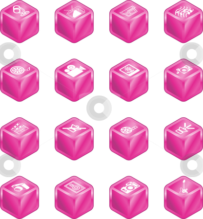 Cube Media Icon Series Set Cube Media Icon Series Set stock vector clipart, A series set of cube icons relating to various types of media. by Christos Georghiou