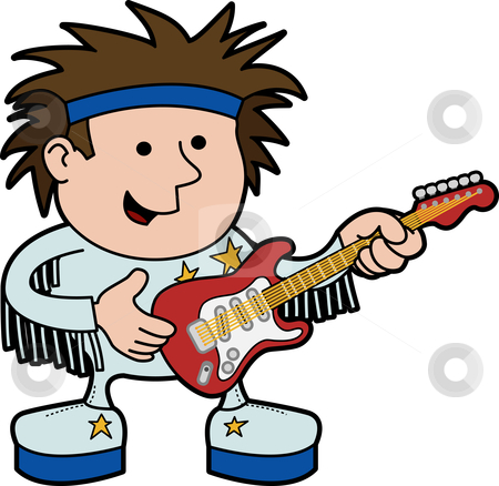 Illustration of rock and roll musician Illustration of rock and roll musician stock vector clipart, Illustration of rock and roll musician with electric guitar by Christos Georghiou