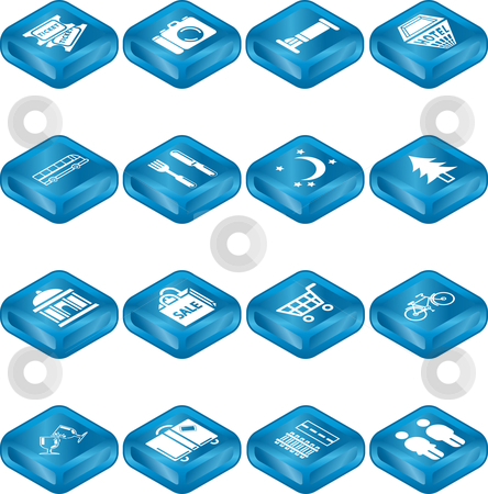 Tourist Locations Icon Set Tourist Locations Icon Set stock vector clipart, Icon set relating to city or location information for tourist web sites or maps etc. by Christos Georghiou