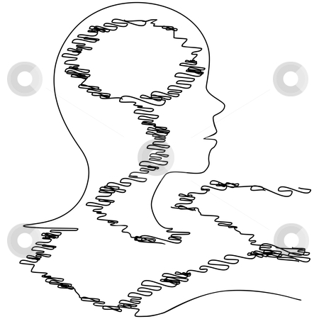 Royalty Free Vector of Profile silhouette thread person strung out at loose 