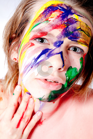 To use this stock image in your creative project, please select the size you need over to the right and click the "Add to Cart" button.
Your downloaded image will come with the Cutcaster watermark removed so don’t worry about the watermark you see on this page. How do you like my self made wet paint make-up stock photo, Studio portrait of a teenage girl painting herself by Frenk and Danielle Kaufmann