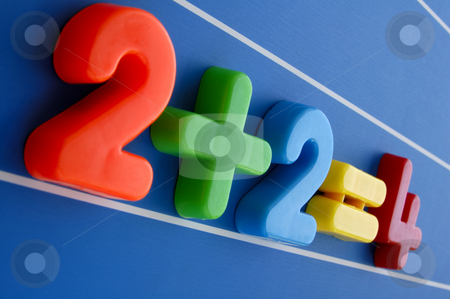Giant sum Giant sum stock photo, A simple equation, from a child's toy number set, looms large and intimidating over the viewer. Is this what a sum looks like to a child having difficulty with maths? by Alistair Scott