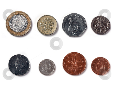 Isolated Front Facing of Coins of united kingdom Isolated Front Facing of Coins of united kingdom stock photo, Coins of united kingdom, England by Mark Allchin