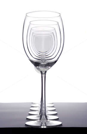 Empty wineglasses Empty wineglasses stock photo, Row of empty wineglasses by Paul Turner