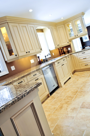 To use this stock image in your creative project, please select the size you need over to the right and click the "Add to Cart" button.
Your downloaded image will come with the Cutcaster watermark removed so don’t worry about the watermark you see on this page. Modern kitchen with tile floor stock photo, Modern luxury kitchen with ceramic tile floor by Elena Elisseeva